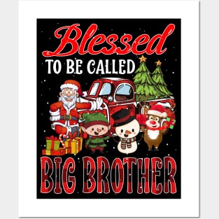 Blessed To Be Called Big Brother Christmas Buffalo Plaid Truck Posters and Art